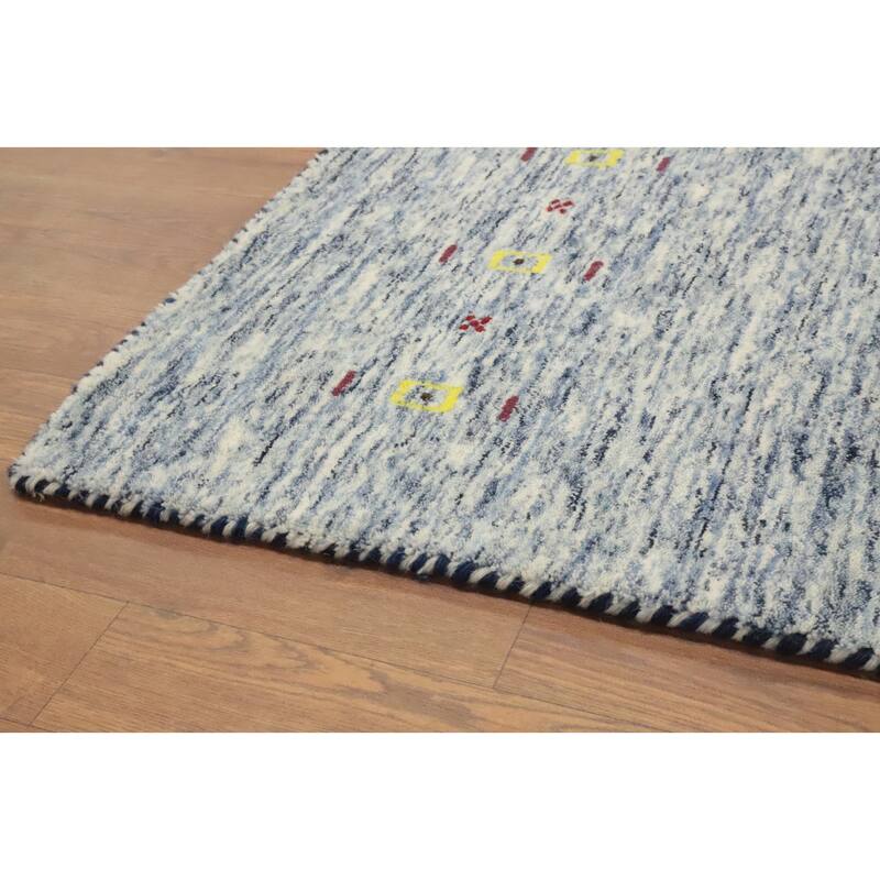 Hand Knotted Oriental 100% Wool Carpet Tribal Animal Pictorial Navy Blue & Blues Gabbeh Area Rug - 7' 9'' X 5' 0''