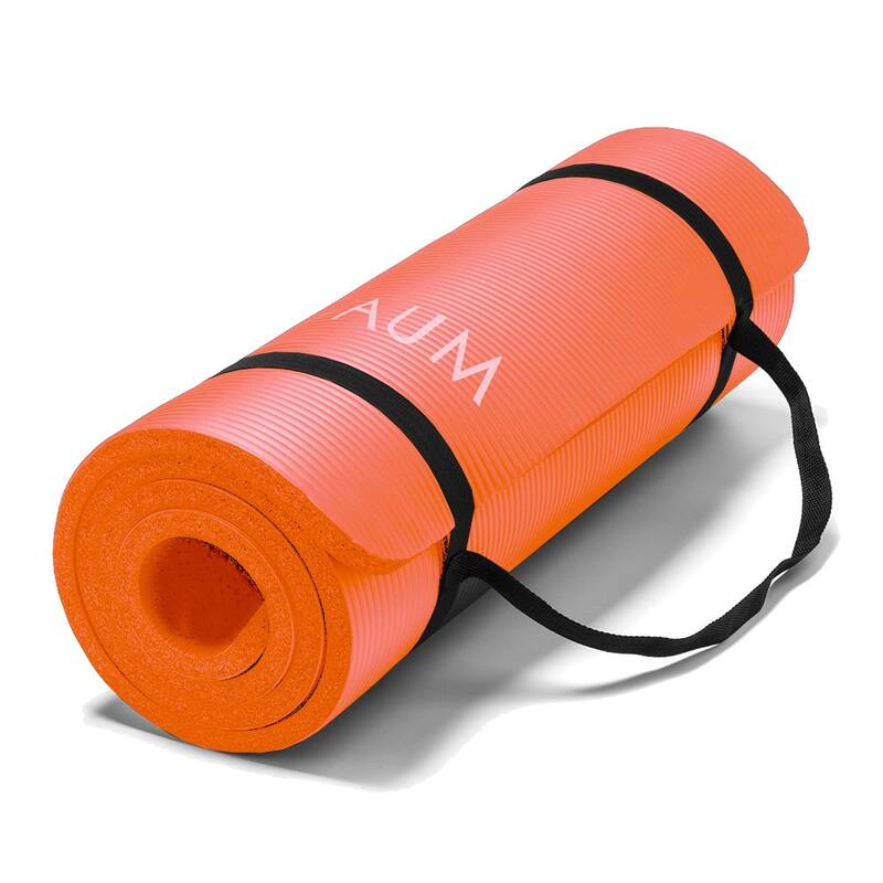 AUM High Density HD Foam Tech Yoga Exercise Mat - 72" x 24" x 1/2" - Orange
