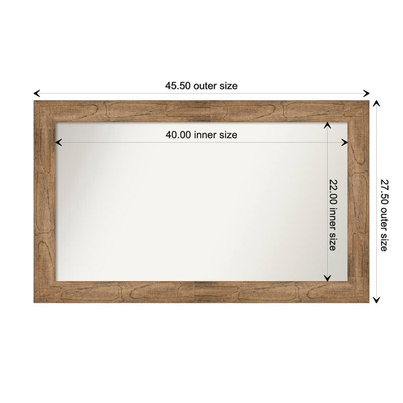 Owl Brown Framed Non-Beveled Custom Wall Mirror, Bathroom Vanity Mirror - Outer Size: 45.5 x 27.5
