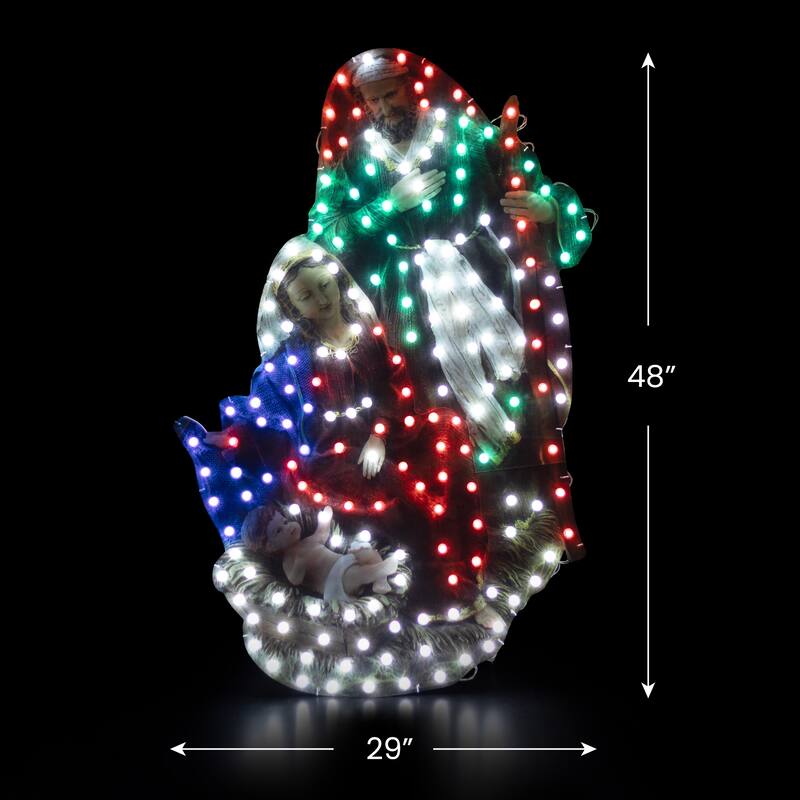 48" LED Holy Family Christmas Nativity Scene Outdoor Decoration - Multi