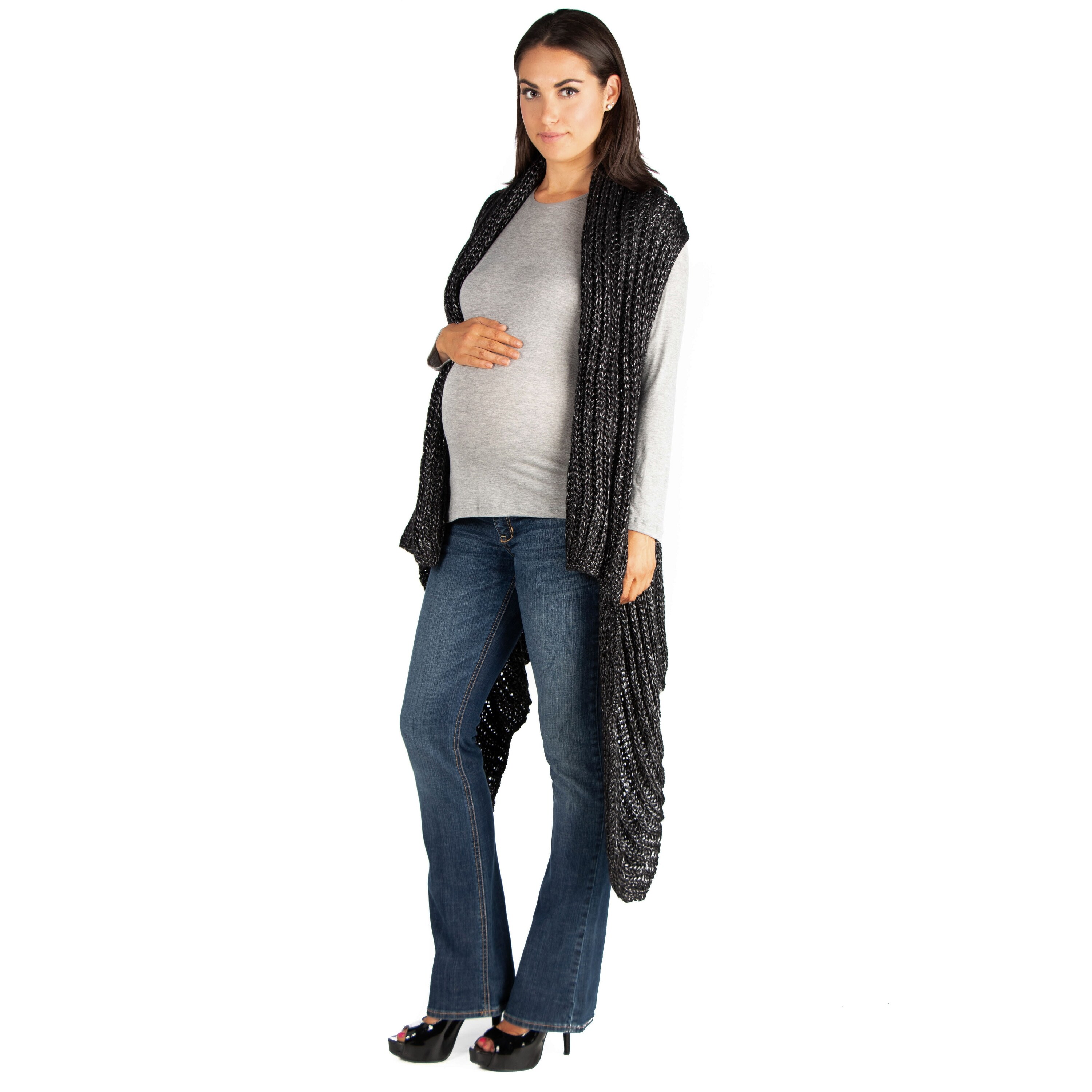 Shop 24seven Comfort Apparel Maternity Draped Asymmetric Sweater