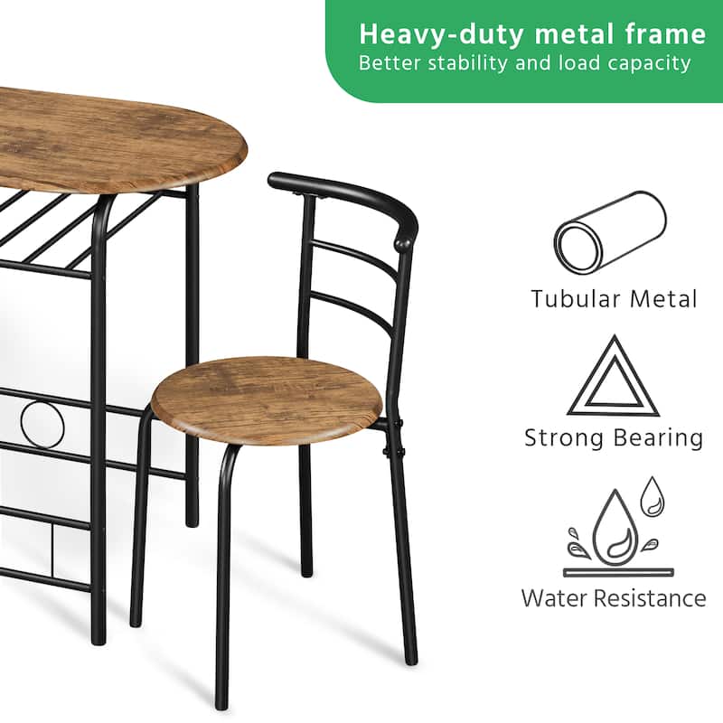Yaheetech Modern Round Dining Table Set, 3 Piece Dining Room Sets for Kitchens, Apartments
