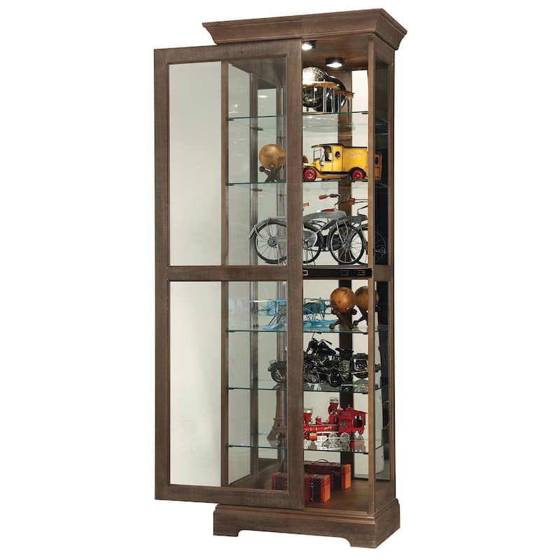 Howard Miller Martindale IV Contemporary Modern, Transitional, Rich Aged Solid Wood, Tall, 7-Shelf Living Room Curio Cabinet