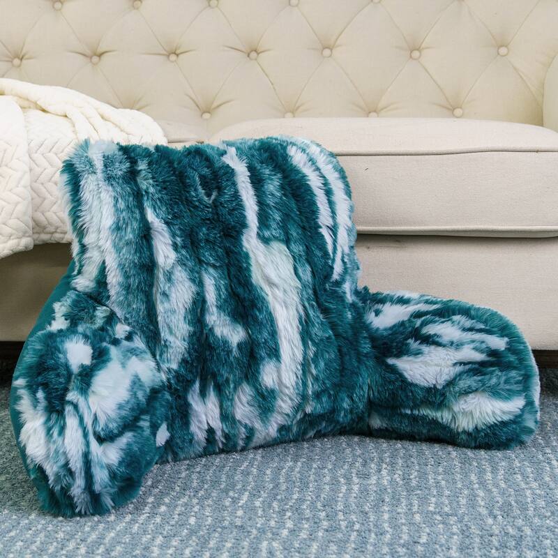 Jacquard FauxFur BedRest, 20" x 18" x 17" - 20" x 18" x 17" - Deep Teal