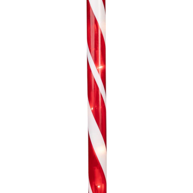 Lighted Candy Cane Outdoor Christmas Pathway Markers- Clear Lights - 28" White Wire - 3ct - Red