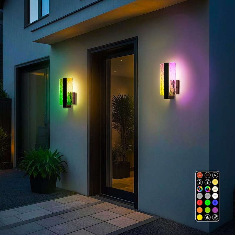 Modern Outdoor LED Wall Lights 2 Packs - RGB color changeable