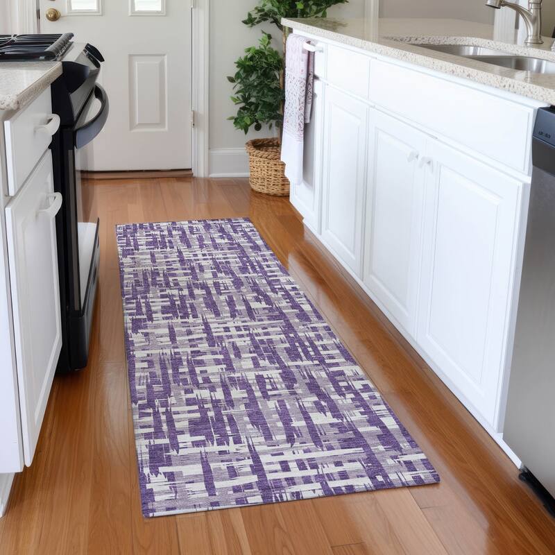 Premium Washable Super Soft Abstract Weave Mayfield Rug - Purple - 2'3" x 7'6"