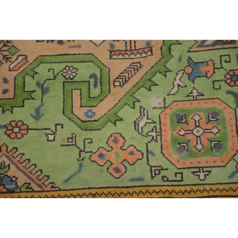 Hand Knotted Oriental 100% Wool Carpet Traditional Floral Peach Tabriz Area Rug - 11' 0'' X 8' 2''