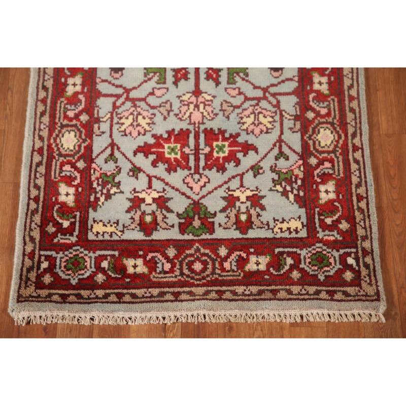 Light Blue Oushak Accent Rug Hand-Knotted Transitional Wool Carpet - 2'10"x 5'0"