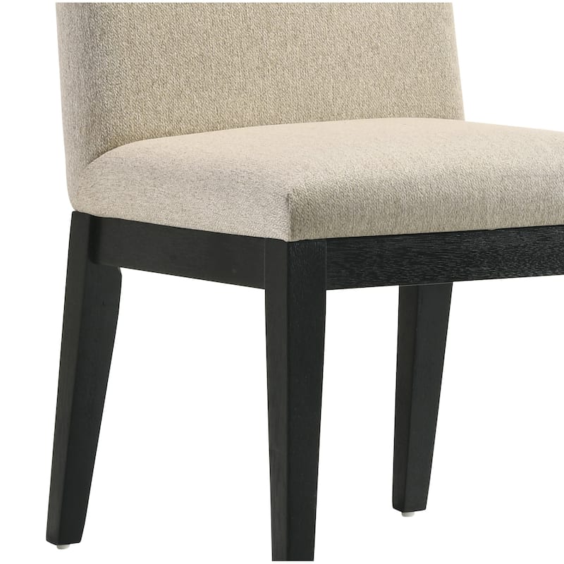 Froja Beige Fabric & Black Finish Side Chair (Set of 2)