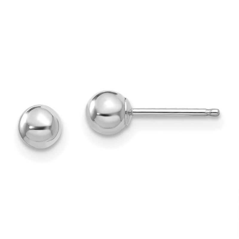 Curata 14k White Gold Girls Polished 4mm Ball Post Earrings
