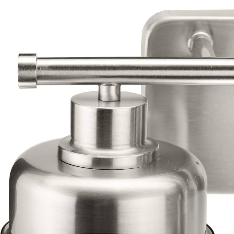 Beckner Collection Two-Light Brushed Nickel Clear Glass Urban Industrial Bath Light - 14.62 in x 6.37 in x 8.37 in