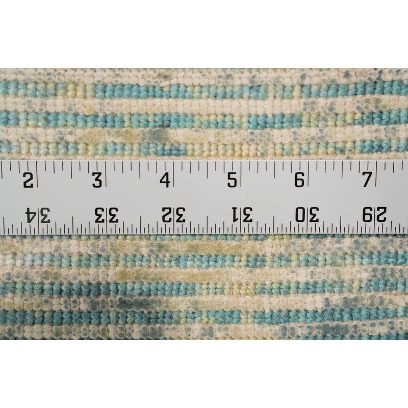 Hand Knotted Oriental Viscose Silk Carpet Modern All-Over Green Abstract Area Rug - 4' 0'' X 2' 0''