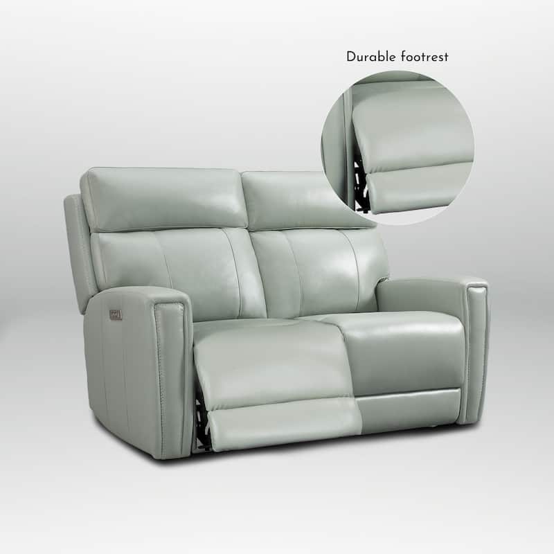 Genuine Leather Reclining Loveseat with Dual-Power Adjustable Headrest & Footrest, Zero Gravity, USB & USB-C Charging Ports