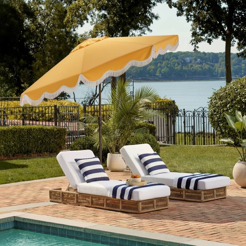 SAFAVIEH Outdoor Living Torsa 9ft Crank Umbrella - Yellow