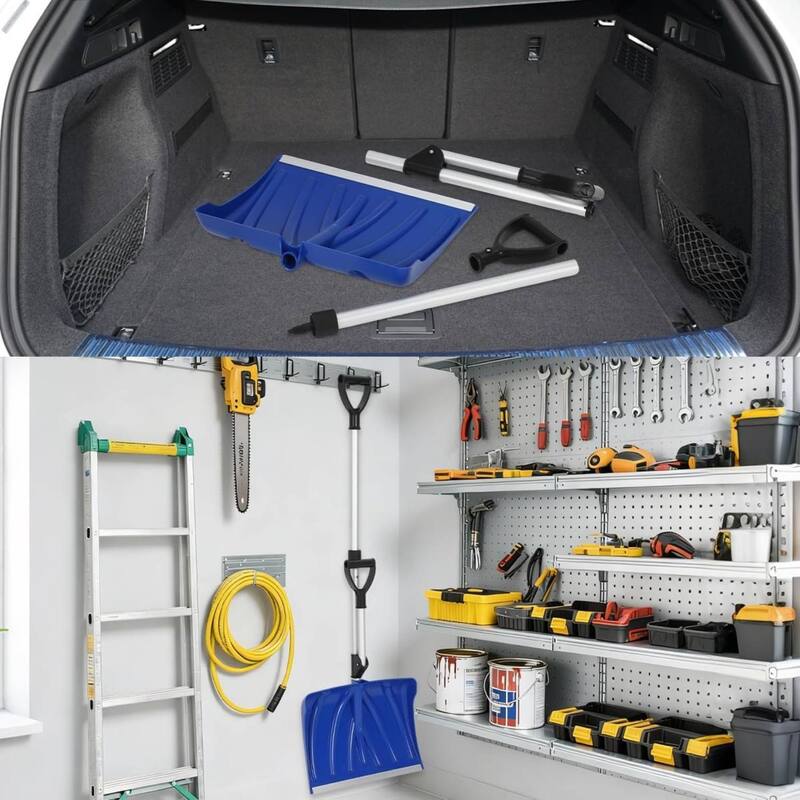 18" Wide Lightweight Snow Pusher Ergonomic Snow Shovel for Driveway, Walkway