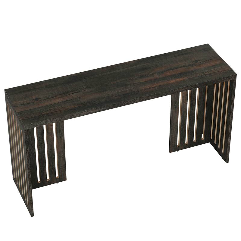 63-Inch Bar Table, Industrial Counter Height Pub Table with Louvered Base