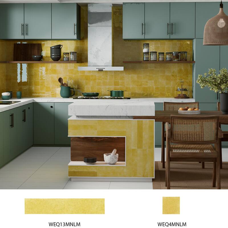 Merola Tile Menorca Lemon 4" x 4" Ceramic Wall Tile