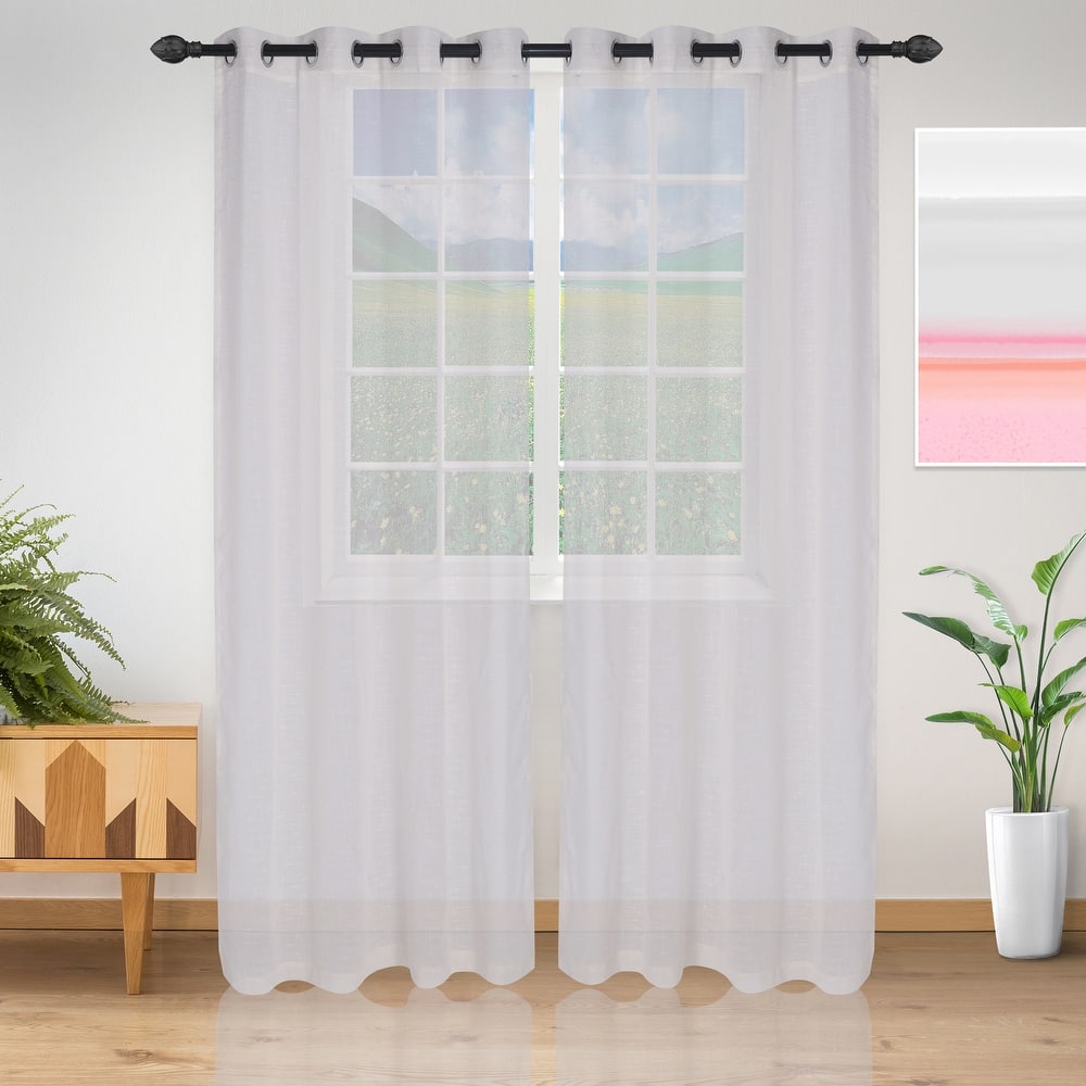 Superior Burdett Sheer Grommet Dots Curtain Panel Pair
