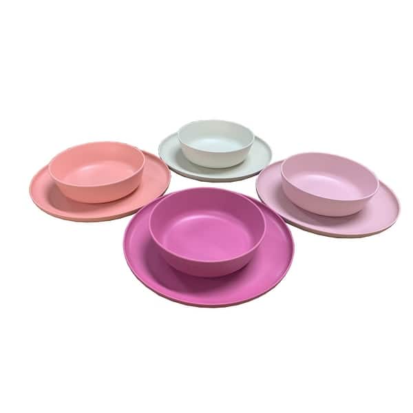 8piece macarons warm color bamboo fiber tableware set Bed Bath