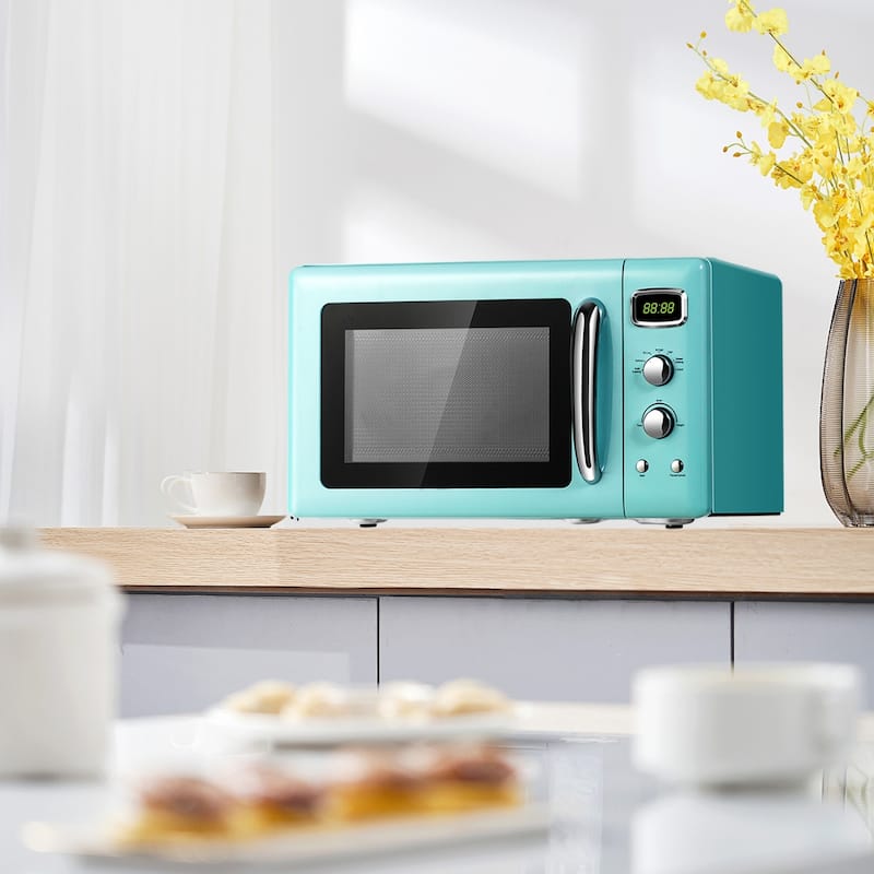 0.9 Cu Ft Microwave Oven with 360 Degree Rotating Glass Turntable and 5 Cooking Modes Child Safety Lock - 19.5" x 14" x 11"