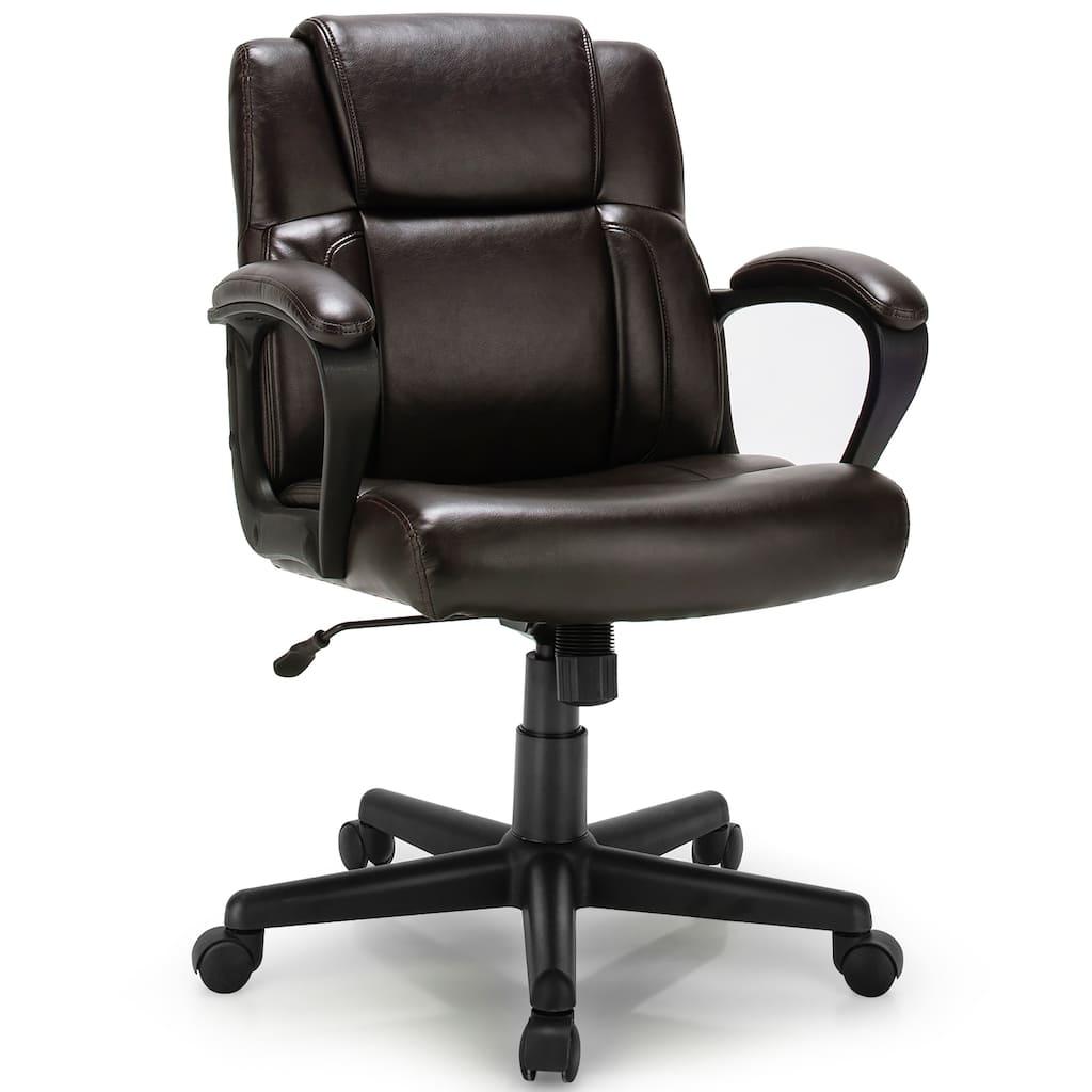 Costway Executive Leather Office Chair Adjustable Computer Desk Chair - See Details