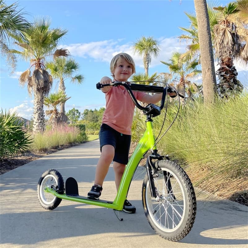 Adjustable Height Balance Training Scooter with Soft Grip Handlebar and Sturdy Rubber Wheels for Kids