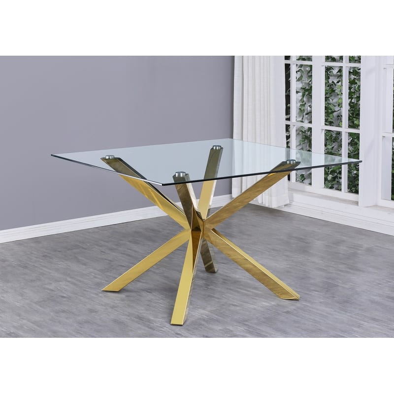Best Quality Furniture Contemporary Gold Metal and Glass Dining Table