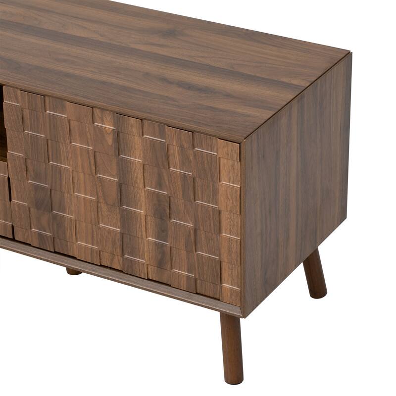 Roomfitters 78 Inch Modern TV Stand for TVs up to 85 Inch, Media Console with Storage Drawers & Solid Wood Legs, Walnut