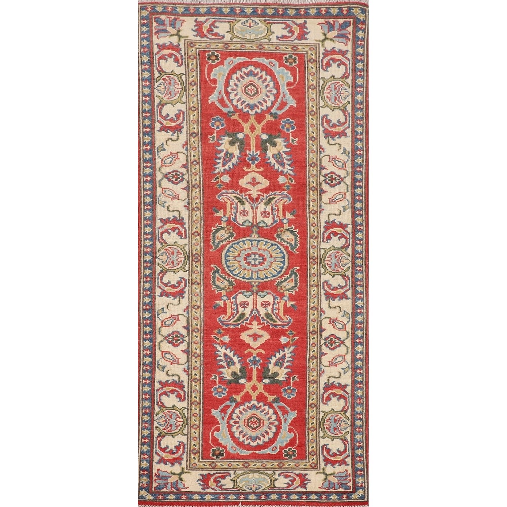 Kazak Oriental Runner Rug Handmade Wool Carpet - 2'1" x 5'9"