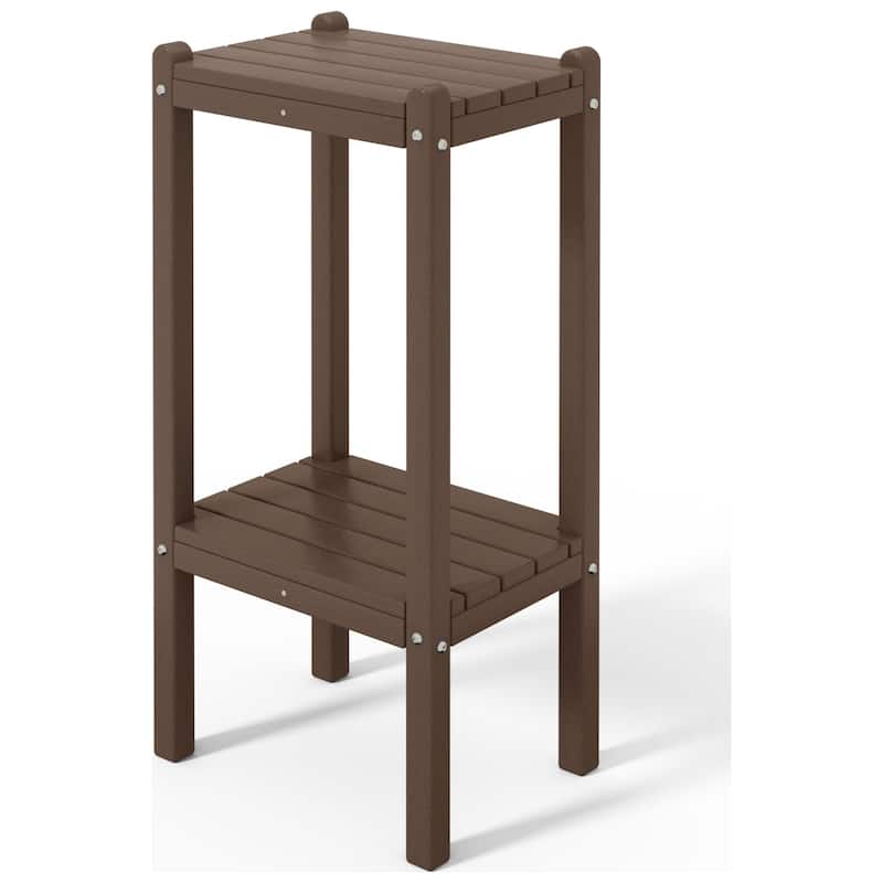 Polytrends Laguna Hdpe All Weather Outdoor Patio Two Shelf Square Table