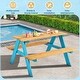 preview thumbnail 7 of 10, Children Outdoor Wooden Table with Bench Seats for Indoor and Outdoor Use - 35" x 14" x 20" (L x W x H)