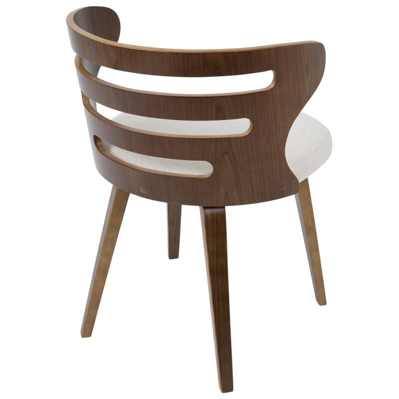 28" Brown Walnut and Cream Fabric Cosi Mid-Century Modern Dining Chair