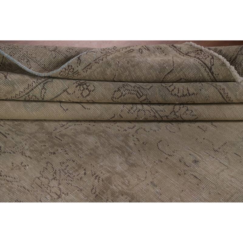 Hand Knotted Oriental 100% Wool Carpet Traditional Medallion Beige & Ivories Tabriz Area Rug - 12' 11'' X 9' 6''