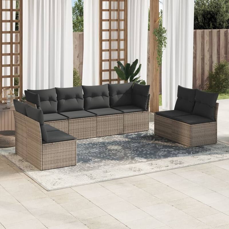 vidaXL Garden Sofa Set Gray PE rattan, Powder-coated steel Large Modular - 24.4 x 24.4 x 27.2