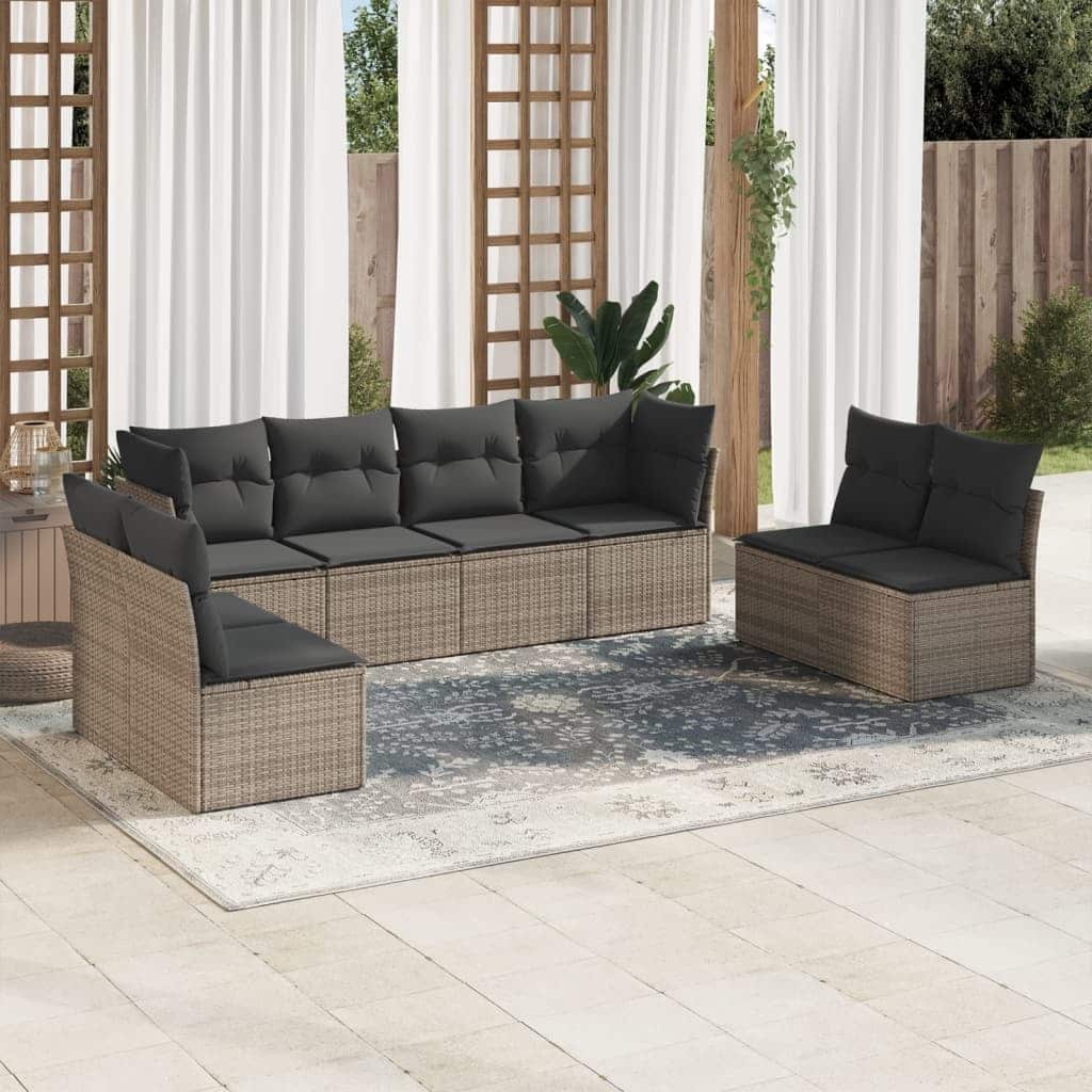 vidaXL Garden Sofa Set Gray PE rattan, Powder-coated steel Large Modular - 24.4 x 24.4 x 27.2