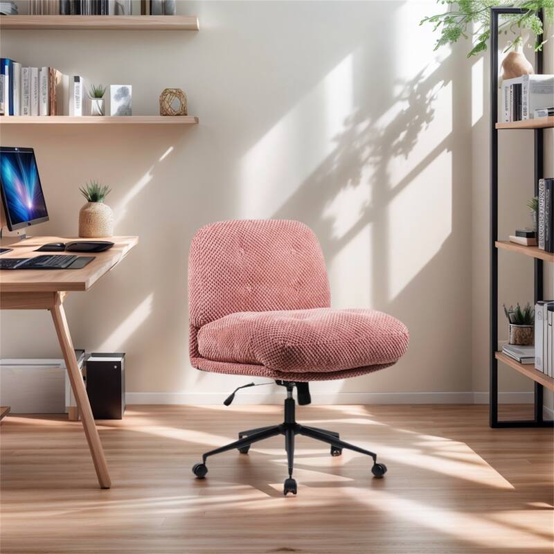 Ergonomic Cross Legged Office Chair on Wheels Adjustable Swivel Wider & Thickened