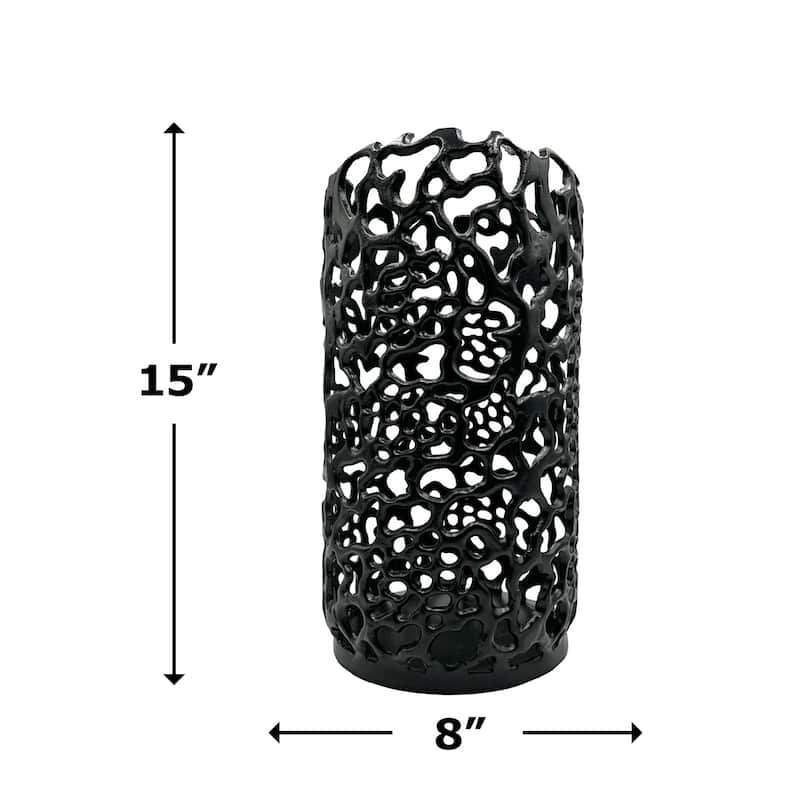 Decorative Handmade Aluminum Cylinder Hurricane Candle holder in Black