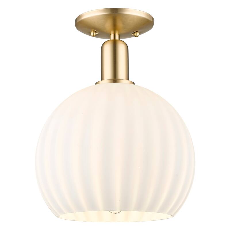 Innovations Lighting Endless Possibilities Arcadia - White Venetian - 1 Light 10" Semi-Flush Mount - Champagne Bronze