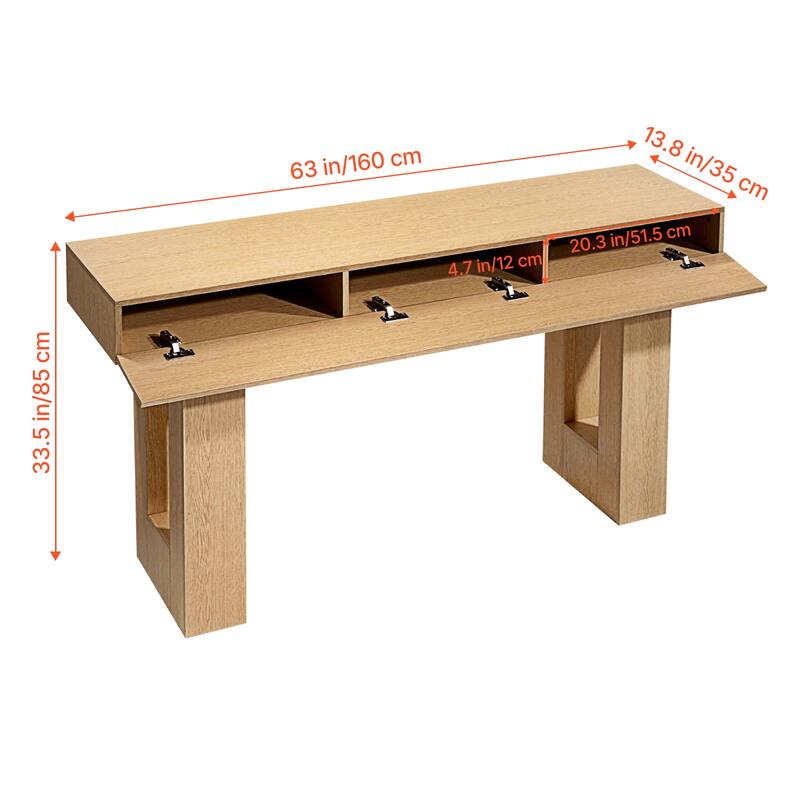 63 in Console Table, Farmhouse Desk Behind the Couch, Wooden Rectangle Entrance Desk, Narrow Long Sofa Table Accent Stand