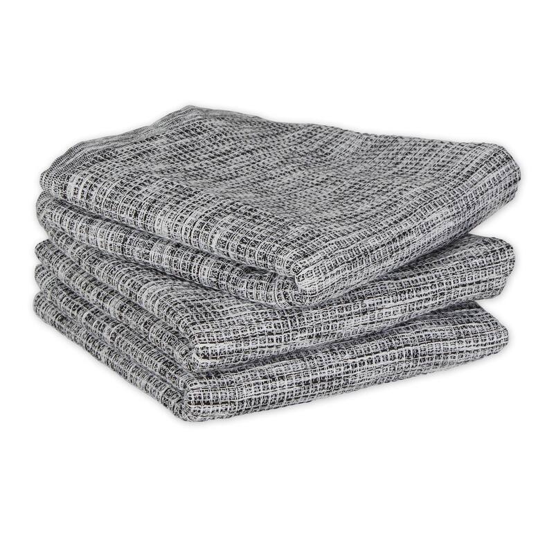 Leather Brown And Off-White Tonal Recycled Cotton Waffle Dishtowel (Set of 3) 20x30
