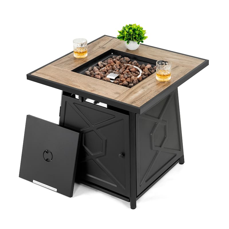 Outdoor 28 Inch 50,000 BTU Propane Gas Fire Pit Table with Cover
