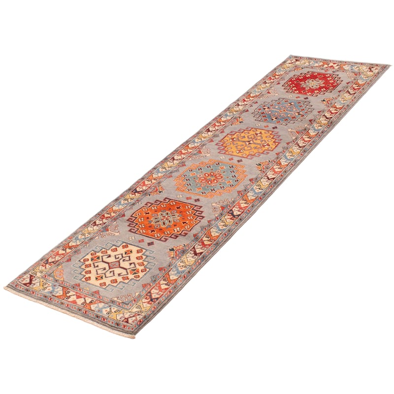 ECARPETGALLERY Hand-knotted Uzbek Ghazni Grey Wool Rug - 2'8 x 9'8