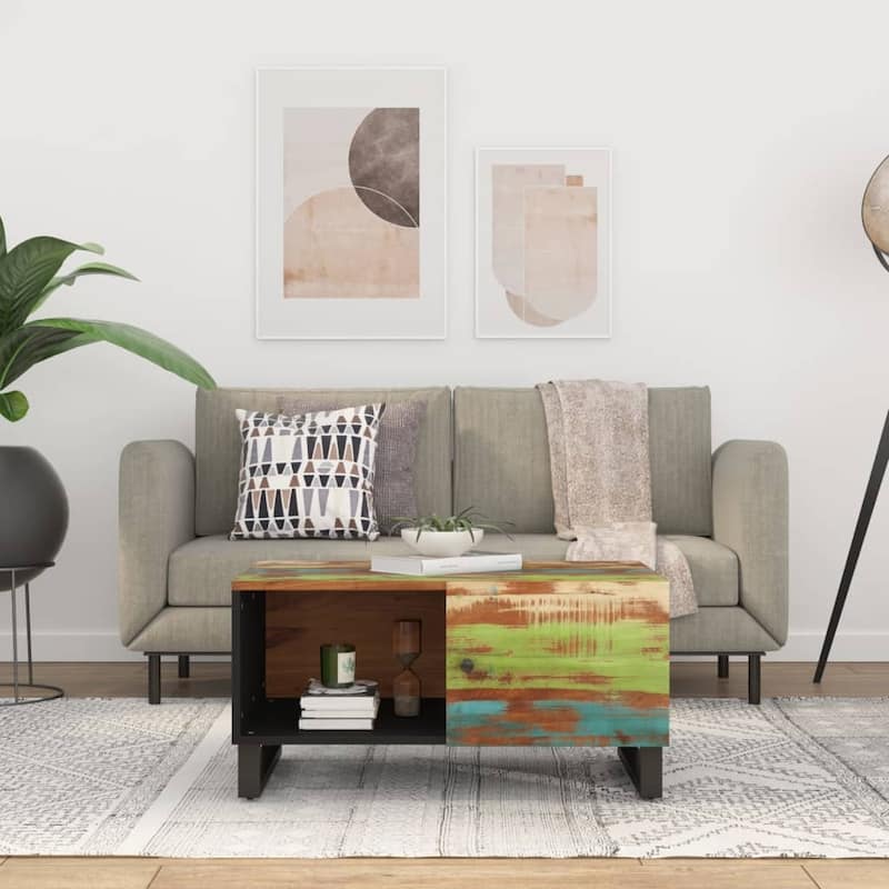 vidaXL Coffee Table 31.5"x19.7"x15.7" Solid Wood Mango&Engineered Wood - Multicolour - Reclaimed Wood