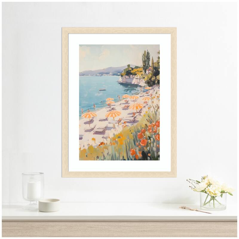 Kate and Laurel Sunny Beach Day by Melloi Art Prints Framed Wall Art Print