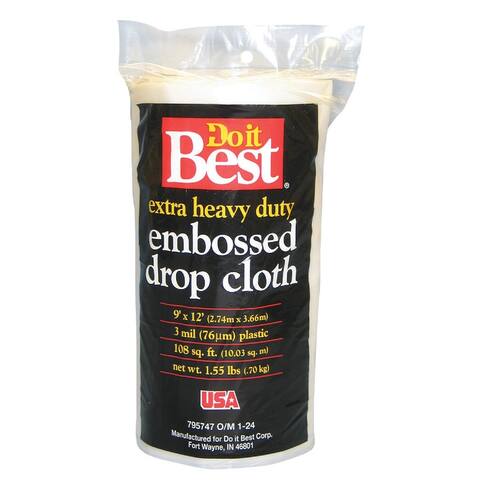 Do it Best Embossed Plastic 9 Ft. x 12 Ft. 3 mil Drop Cloth - 1 Each