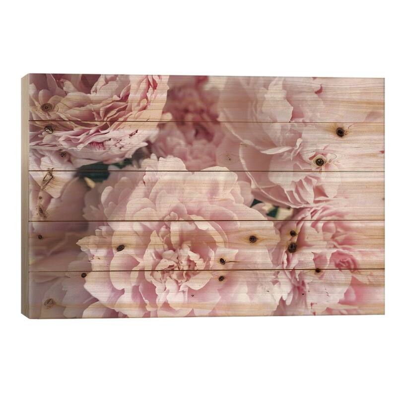 Pink Peonies Top Print On Wood by Chelsea Victoria - Multi-Color - 26x40x1.5