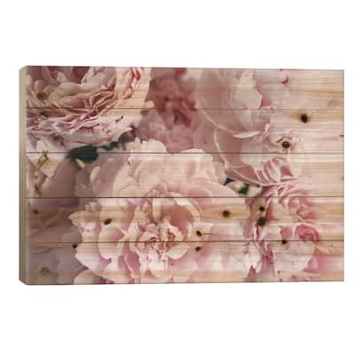 Pink Peonies Top Print On Wood by Chelsea Victoria - Multi-Color