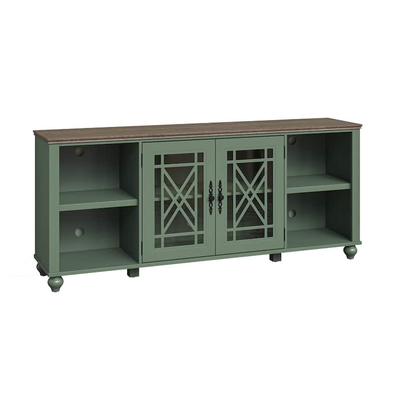 Vintage TV Stand with Carved Doors for Large Size TV