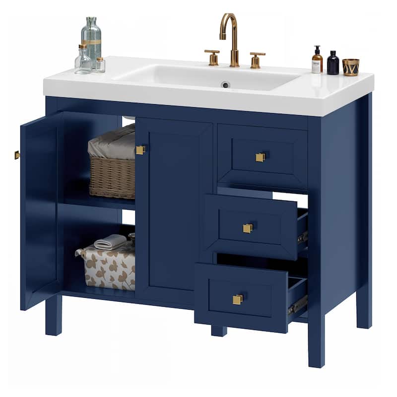 Moasis 36"/42" Bathroom Vanity with Sink Set and 2 Soft-Closing Doors & 3 Drawers